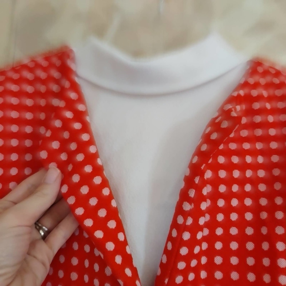 Vintage 70s Julie Miller High Neck Drop Waist 2 PC Polka Dot Dress Suit (REPAIR) - Picture 4 of 13